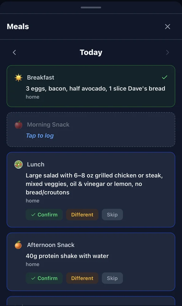 HeatherAI daily meal plan